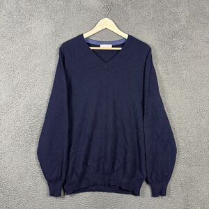 Luca Faloni Sweater Mens 3XL XXXL Blue Cashmere V Neck Pullover Italy